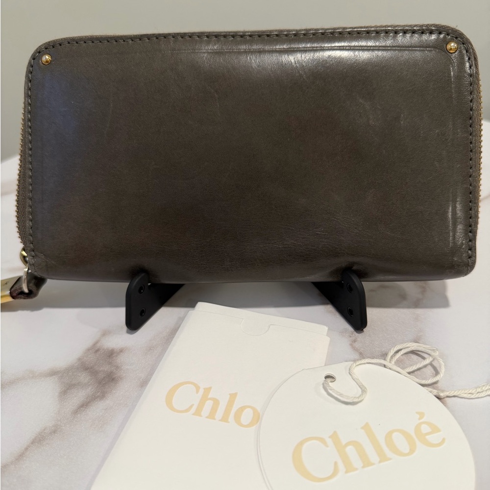 Women's Zip-Around Leather Wallet - Dark Gray - Picture 3 of 13